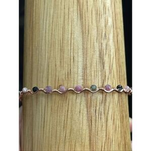 Rainbow tourmaline 8” 99.9% copper wire beaded beads handcrafted handmade dainty